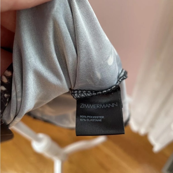 Zimmermann 100% Silk A-Line Black Printed Long Sleeve Ruffle Wrap Dress - Picture 8 of 10